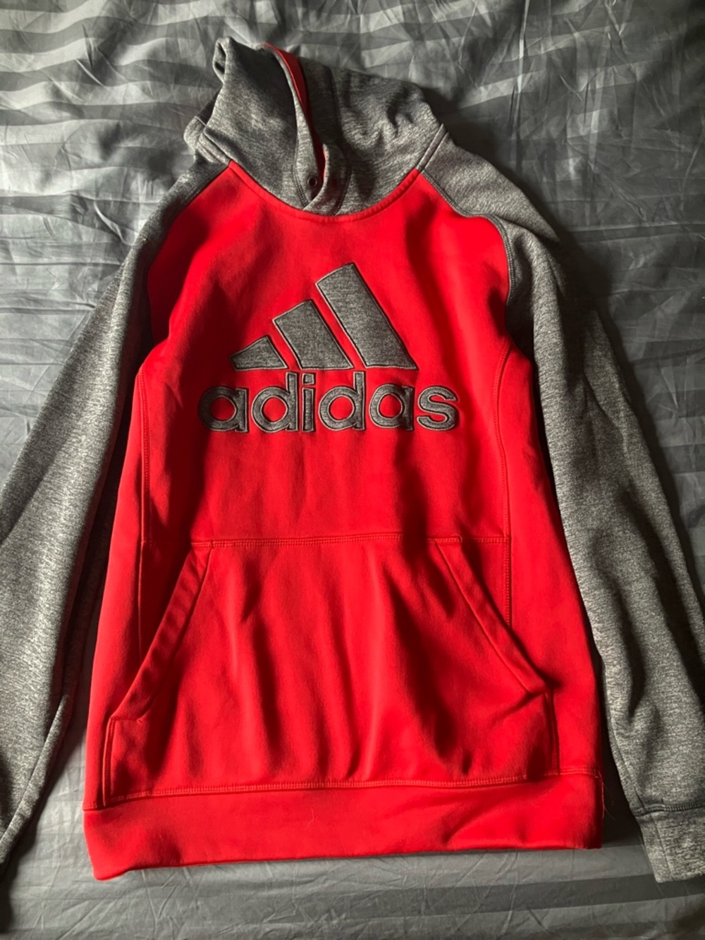 adidas Men’s Red & Gray Crewneck Logo Sweatshirt